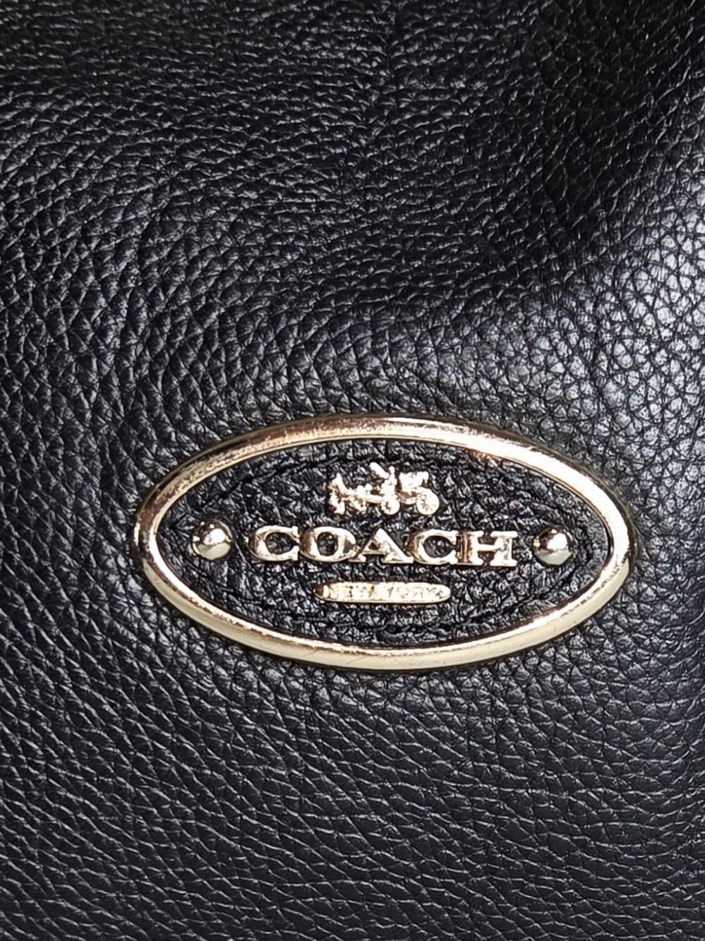 COACH 33547 EDIE PEBBLED LEATHER SHOULDER HANDBAG BLACK - Picture 6 of 8